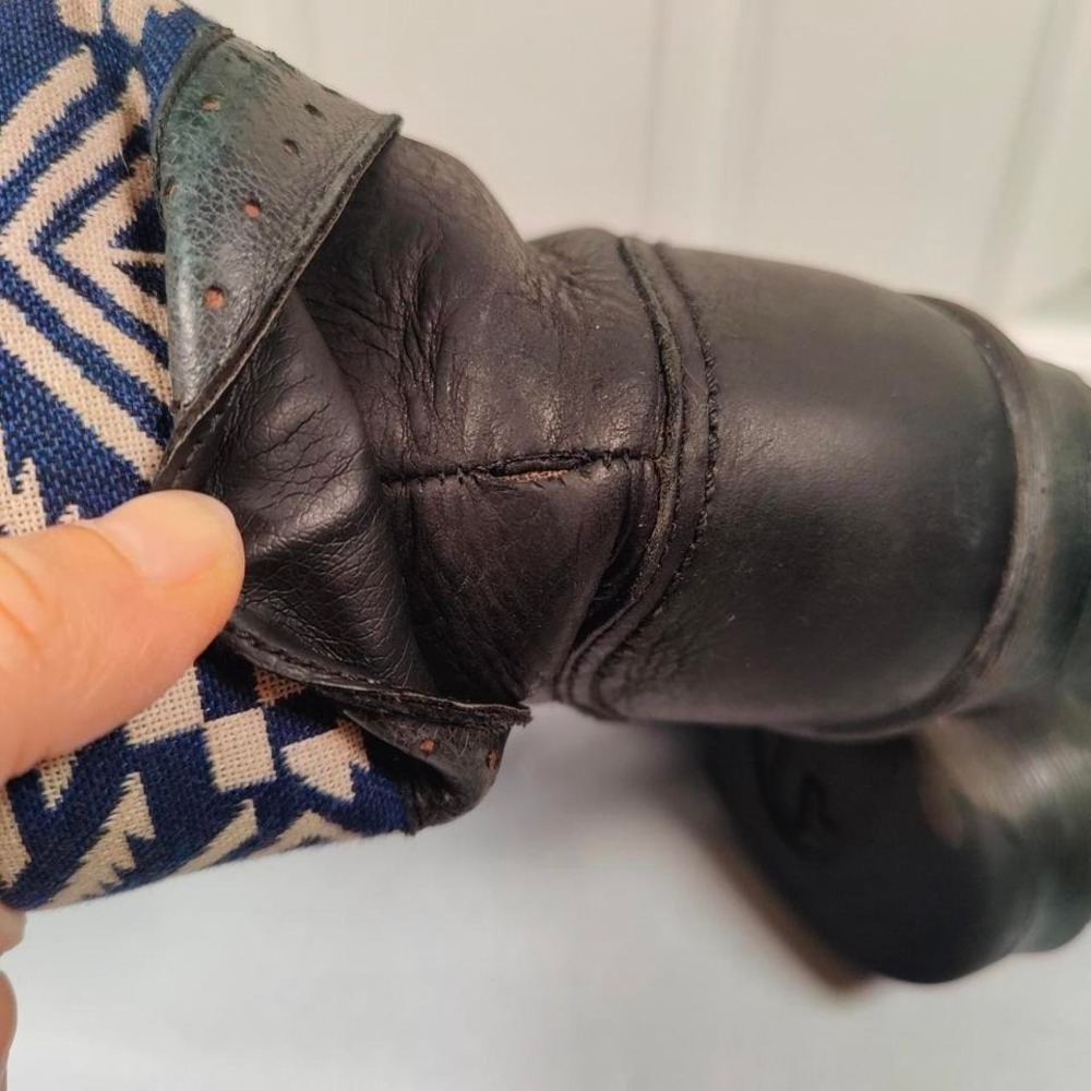 Keen Walking Boots Black Leather Aztec Cuff Southwestern Boho Womens 9.5 Outdoor - Picture 6 of 8